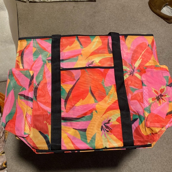NWT Shade & Shore Floral Mesh Beach Tote Handbag - Picture 1 of 9
